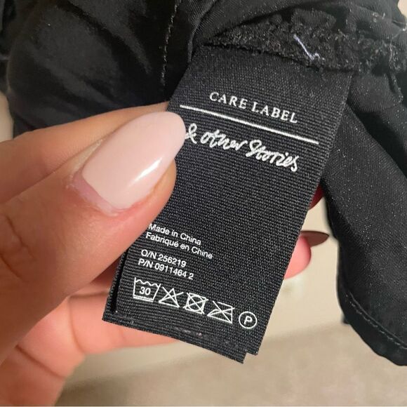 & Other Stories- Gathered Ruched Black Strap Top- Size 2 - Picture 8 of 9